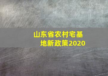 山东省农村宅基地新政策2020