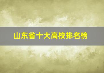 山东省十大高校排名榜