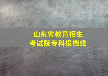 山东省教育招生考试院专科投档线