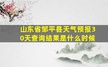 山东省邹平县天气预报30天查询结果是什么时候