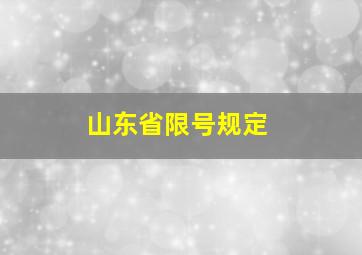 山东省限号规定