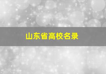 山东省高校名录