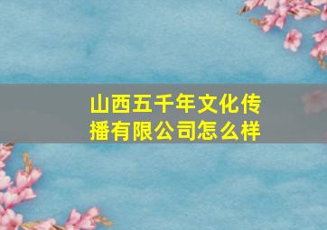 山西五千年文化传播有限公司怎么样