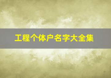 工程个体户名字大全集