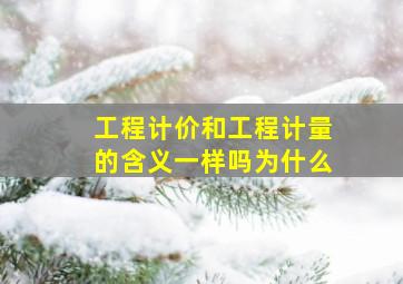 工程计价和工程计量的含义一样吗为什么