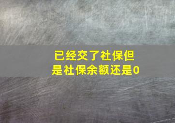 已经交了社保但是社保余额还是0