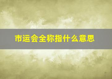 市运会全称指什么意思