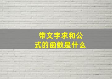 带文字求和公式的函数是什么