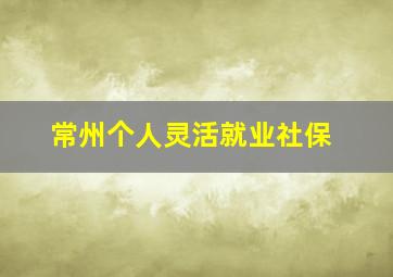 常州个人灵活就业社保