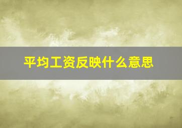 平均工资反映什么意思