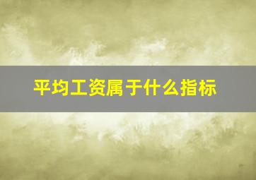 平均工资属于什么指标