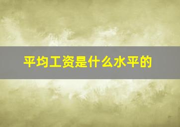 平均工资是什么水平的