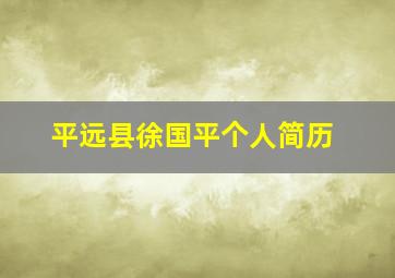 平远县徐国平个人简历