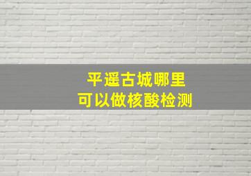 平遥古城哪里可以做核酸检测