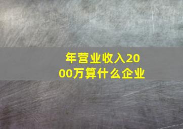 年营业收入2000万算什么企业