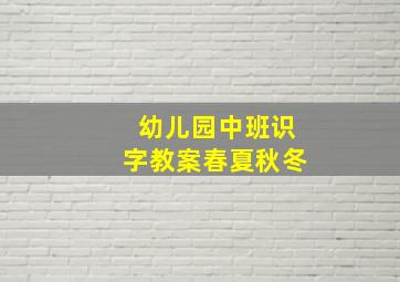 幼儿园中班识字教案春夏秋冬