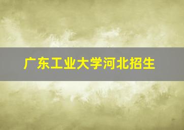 广东工业大学河北招生