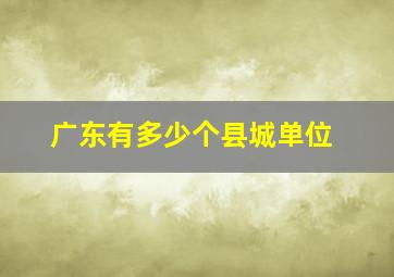 广东有多少个县城单位