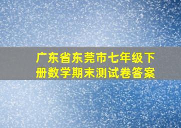 广东省东莞市七年级下册数学期末测试卷答案