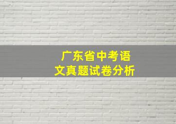 广东省中考语文真题试卷分析