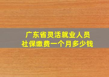 广东省灵活就业人员社保缴费一个月多少钱