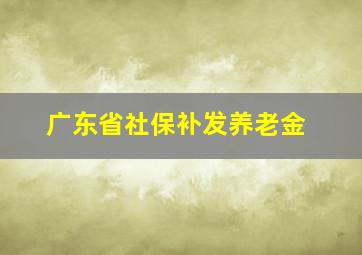 广东省社保补发养老金