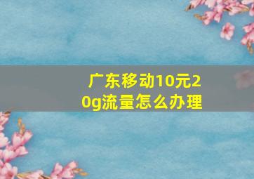 广东移动10元20g流量怎么办理