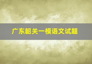 广东韶关一模语文试题