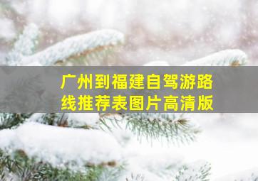 广州到福建自驾游路线推荐表图片高清版