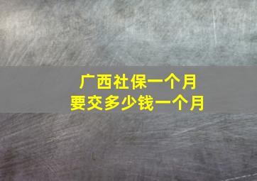 广西社保一个月要交多少钱一个月