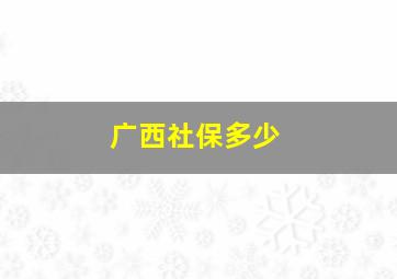 广西社保多少