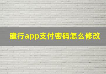 建行app支付密码怎么修改