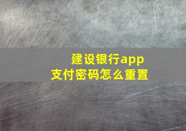 建设银行app支付密码怎么重置