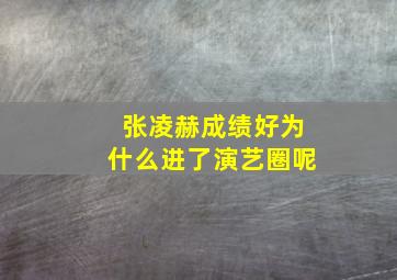 张凌赫成绩好为什么进了演艺圈呢