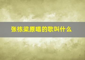 张栋梁原唱的歌叫什么