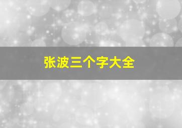 张波三个字大全