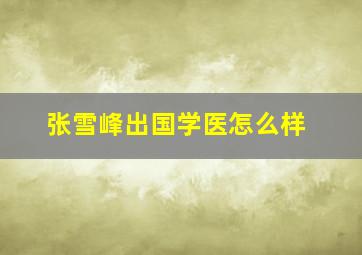 张雪峰出国学医怎么样