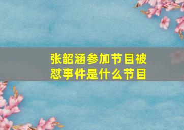 张韶涵参加节目被怼事件是什么节目