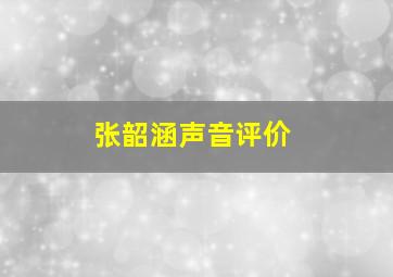 张韶涵声音评价