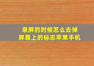 录屏的时候怎么去掉屏幕上的标志苹果手机