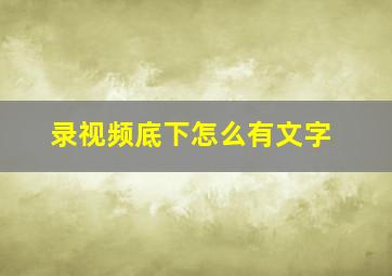 录视频底下怎么有文字