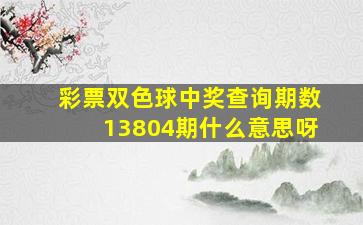 彩票双色球中奖查询期数13804期什么意思呀