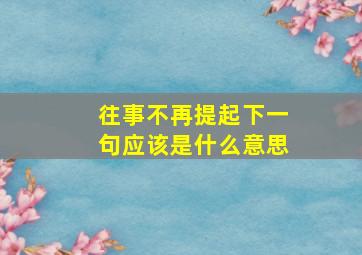 往事不再提起下一句应该是什么意思