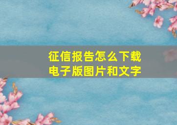 征信报告怎么下载电子版图片和文字