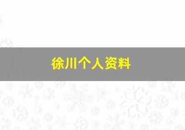 徐川个人资料