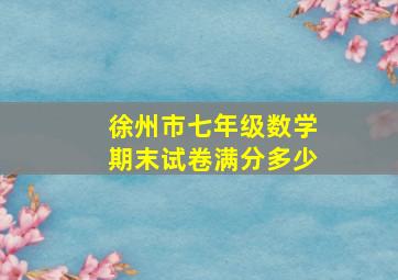 徐州市七年级数学期末试卷满分多少