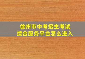 徐州市中考招生考试综合服务平台怎么进入