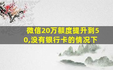 微信20万额度提升到50,没有银行卡的情况下