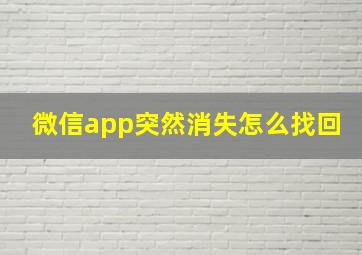 微信app突然消失怎么找回