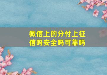 微信上的分付上征信吗安全吗可靠吗